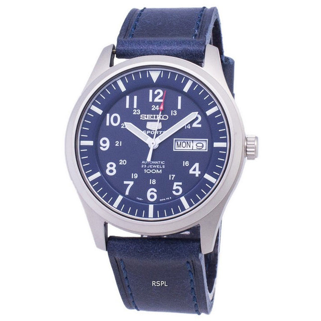 Seiko 5 Sports SNZG11K1-var-LS13 Automatic Dark Blue Leather Strap Men's Watch