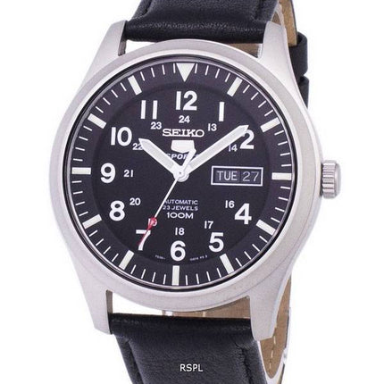 Refurbished Seiko 5 Sports Automatic Black Leather SNZG15K1-var-LS10 100M Men's Watch
