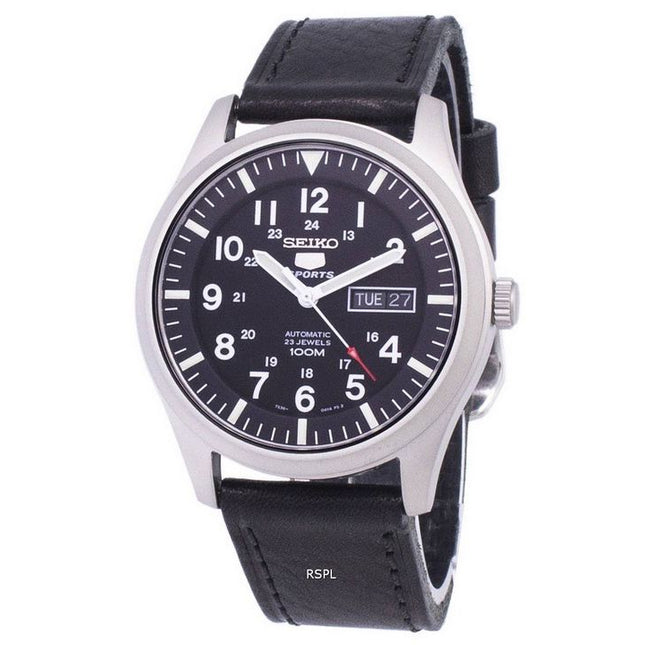 Seiko 5 Sports Automatic Ratio Black Leather SNZG15K1-LS8 Men's Watch