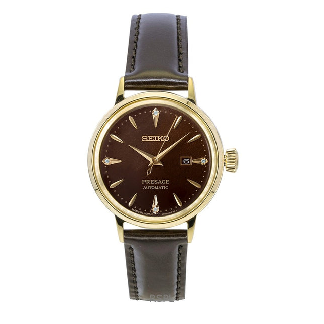 Seiko Presage Cocktail Diamond Accents Leather Strap Automatic SRE020J1 Women's Watch