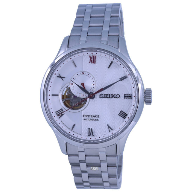 Seiko Presage Zen Garden Open Heart White Dial Automatic SSA443 SSA443J1 SSA443J Mens Watch