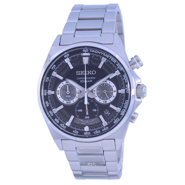 Seiko Neo Sports Chronograph Black Dial Quartz SSB397 SSB397P1 SSB397P 100M Mens Watch