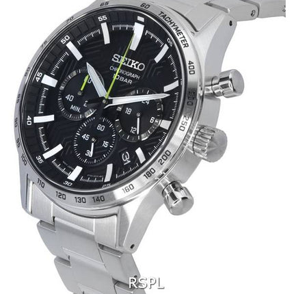 Refurbished Seiko Urban Sports Chronograph Black Dial Quartz SSB413 SSB413P1 SSB413P 100M Men's Watch