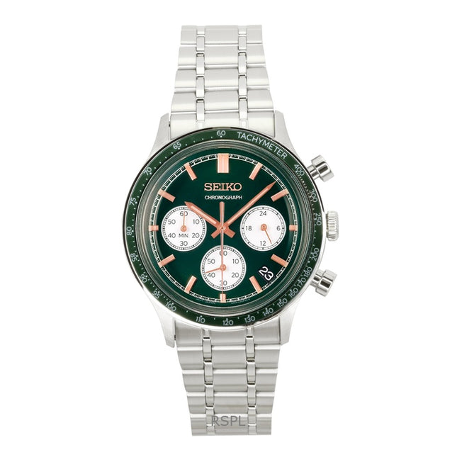 Seiko Chronograph Stainless Steel Green Dial Quartz SSB481P1 Men's Watch