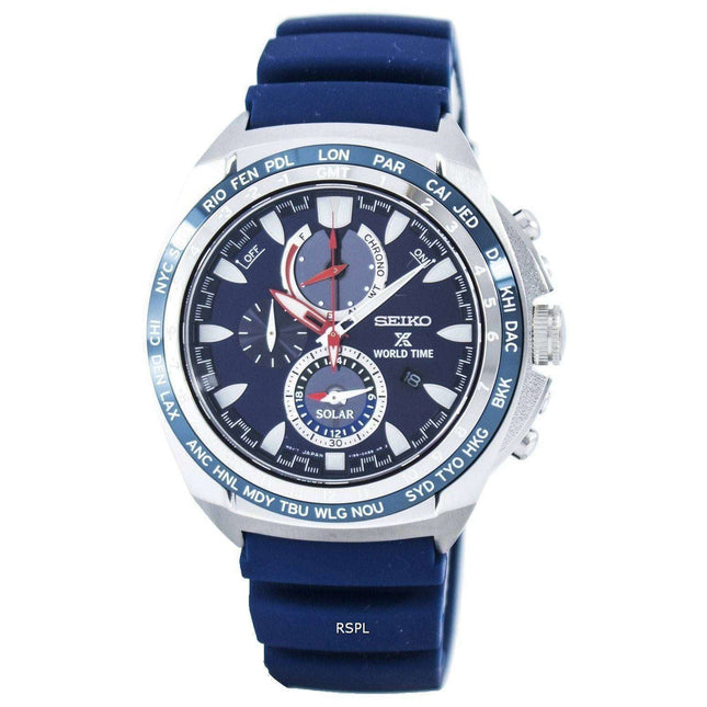 Seiko Prospex Solar World Time Chronograph Power Reserve SSC489 SSC489P1 SSC489P Men's Watch
