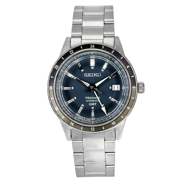 Seiko Presage Style60s GMT Stainless Steel Blue Dial Automatic SSK009J1 Mens Watch