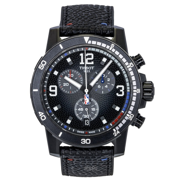 Tissot Supersport NBA Special Edition Chronograph Leather Strap Black Dial Quartz T125.617.37.067.00 100M Men's Watch
