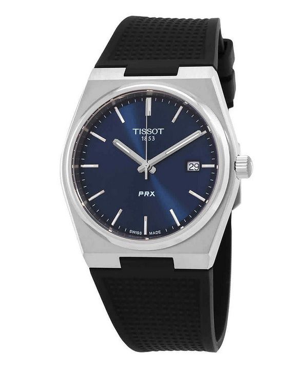 Tissot T-Classic PRX Rubber Strap Blue Dial Quartz 100M Mens Watch