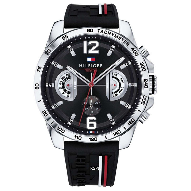 Tommy Hilfiger Decker Black Dial Silicon Strap Quartz 1791473 Mens Watch