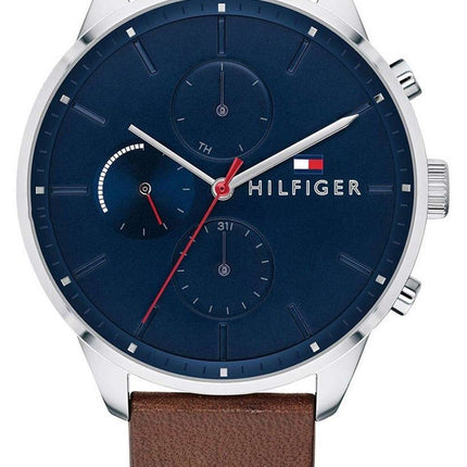 Tommy Hilfiger Chase Blue Dial Leather Strap Quartz 1791487 Mens Watch