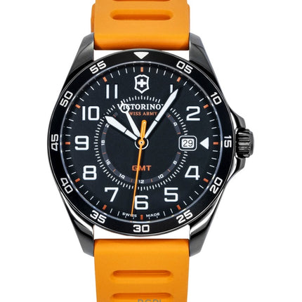 Victorinox Fieldforce GMT Rubber Strap Matt Black Dial Quartz 241897 100M Men's Watch