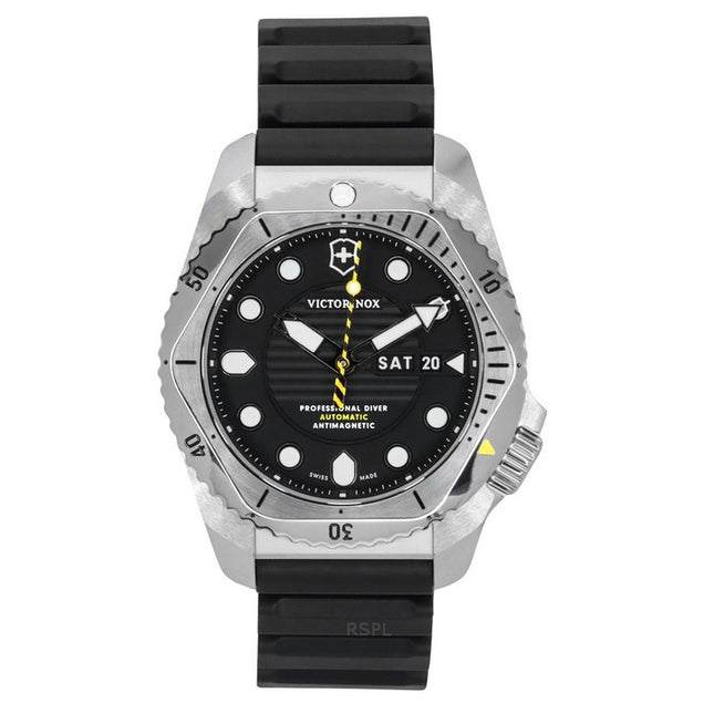 Victorinox Swiss Army Dive Pro Rubber Strap Black Dial Automatic Diver's 241994 300M Men's Watch