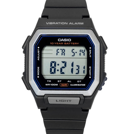 Casio Digital Resin Strap Black Dial Quartz W-738H-1AV 100M Men's Watch
