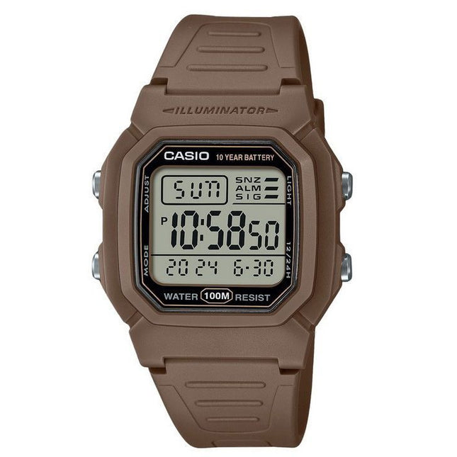 Casio Digital Brown Dual Time Resin Strap Quartz W-800H-5AV 100M Men's Watch