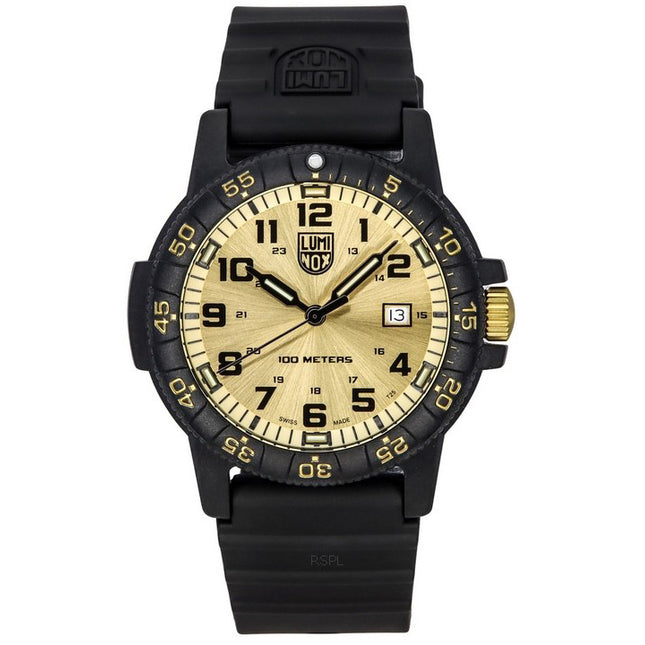 Luminox Sea Turtle Giant Plastic Strap Gold Dial Swiss Quartz XS.0325.GP 100M Men's Watch