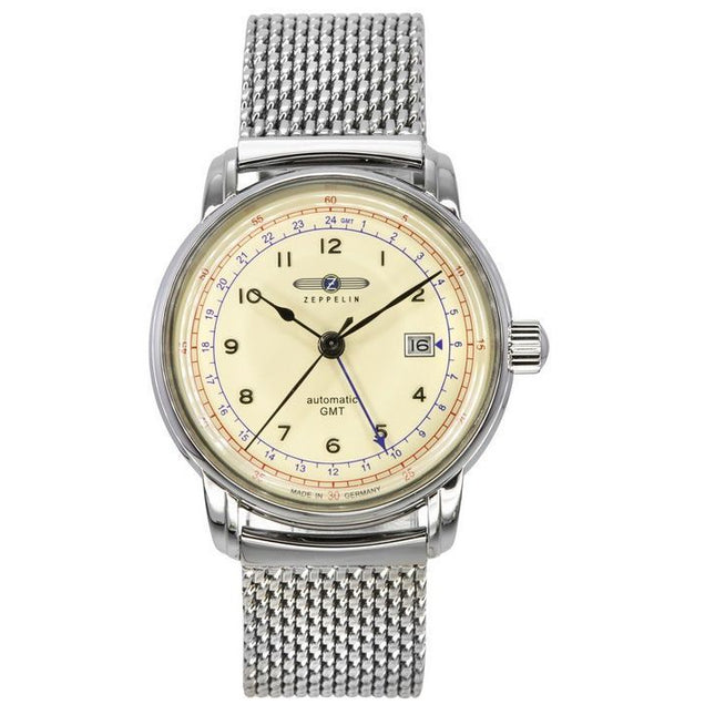 Zeppelin LZ 126 Los Angeles GMT Stainless Steel Beige Dial Automatic 7668M5 Men's Watch