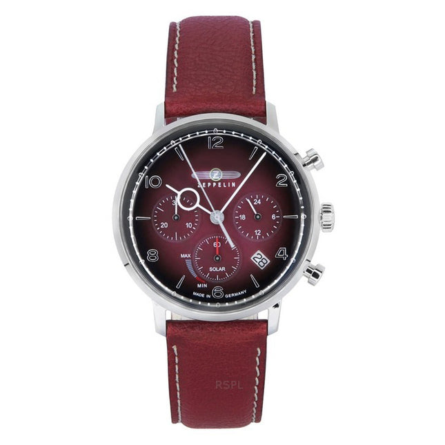 Zeppelin LZ129 Hindenburg Chronograph Vegan Leather Strap Red Dial Solar 80862N Men's Watch