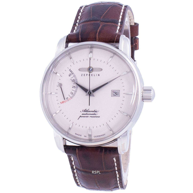 Zeppelin Atlantik White Dial Leather Strap Automatic 8462-5 84625 Men's Watch
