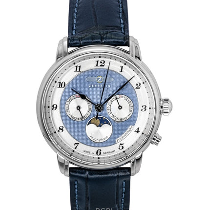Zeppelin Friedrichshafen Blue Leather Strap Blue Dial Quartz 85363 Men's Watch