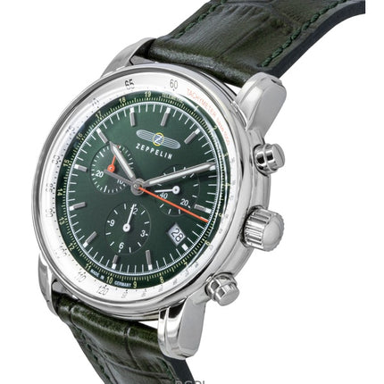 Zeppelin LZ 14 Marine Chronograph Leather Strap Green Dial Quartz 88884 Men's Watch