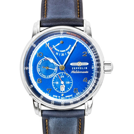 Zeppelin Mediterranee Leather Strap Blue Dial Automatic 96903 Men's Watch