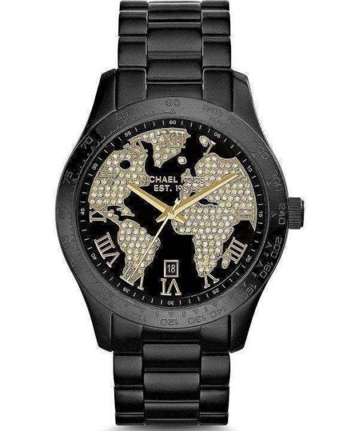 Michael Kors Layton Crystals Black IP MK6091 Womens Watch