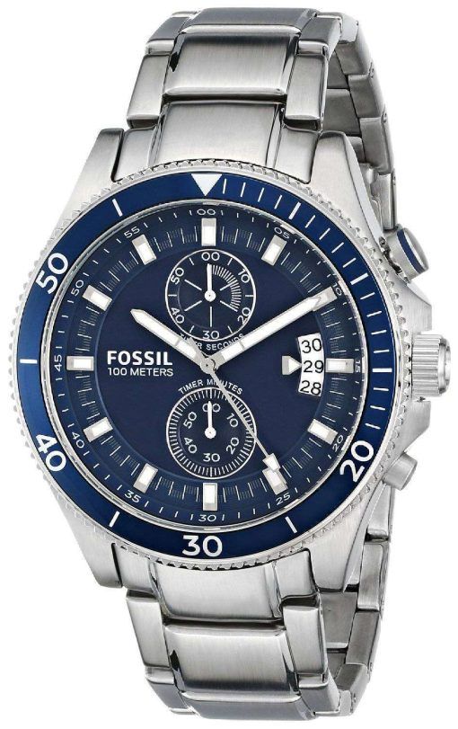 Fossil Wakefield Chronograph Blue Dial Stainless Steel CH2937 Mens Watch