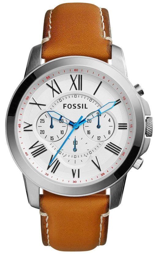 Fossil Grant Quartz Chronograph White Dial Tan Leather FS5060 Mens Watch