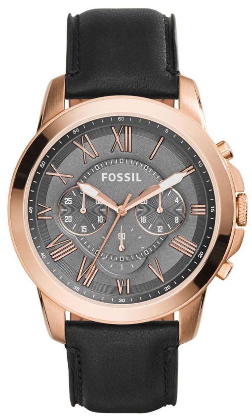 Fossil Grant Chronograph Grey Dial Black Leather FS5085 Mens Watch