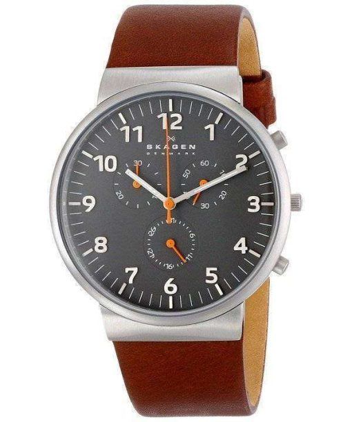 Skagen Ancher Chronograph Brown Leather SKW6099 Mens Watch