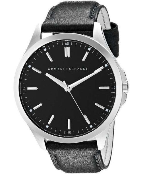 Armani Exchange Quartz Black Dial Black Leather Strap AX2149 Men's Watch