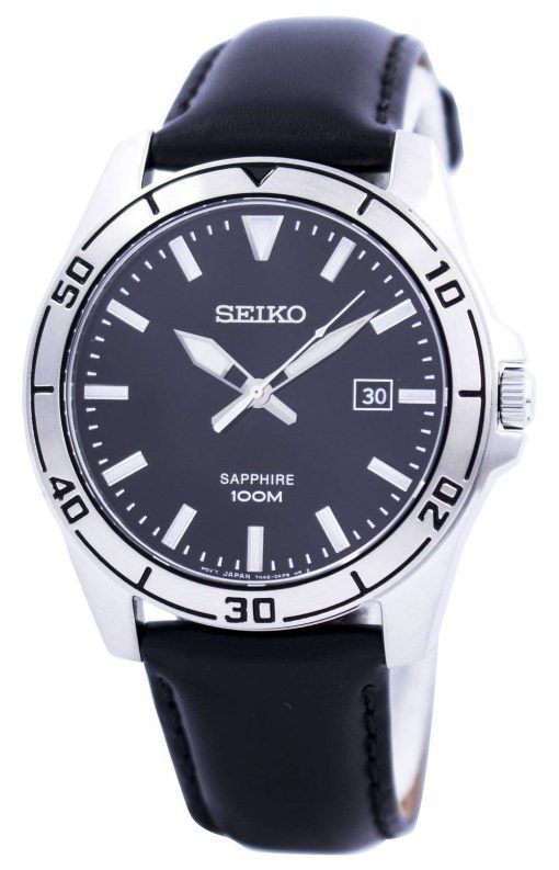 Seiko Quartz Sapphire Glass Black Dial SGEH65 SGEH65P1 SGEH65P Mens Watch