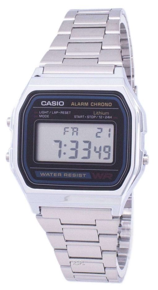 Casio Digital Stainless Steel Daily Alarm A158WA-1DF A158WA-1 Mens Watch