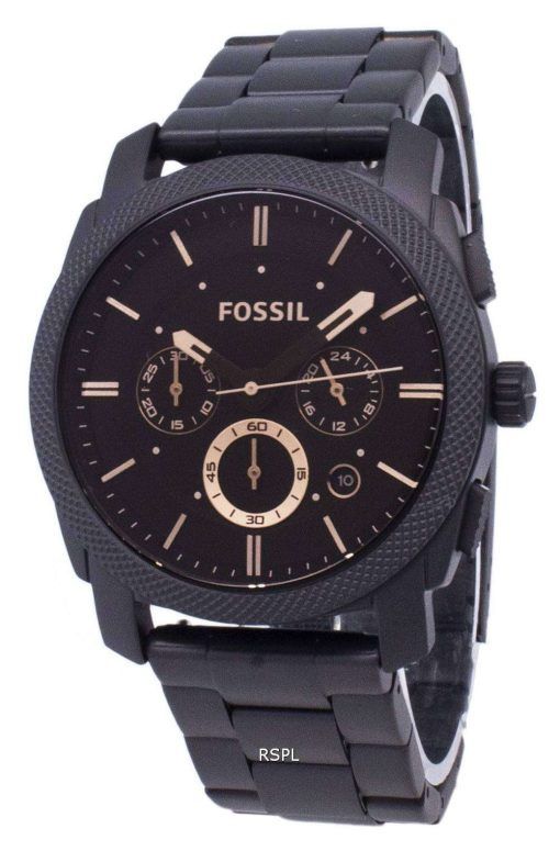 Fossil Machine Mid-Size Chronograph Black IP Stainless Steel FS4682 Mens Watch