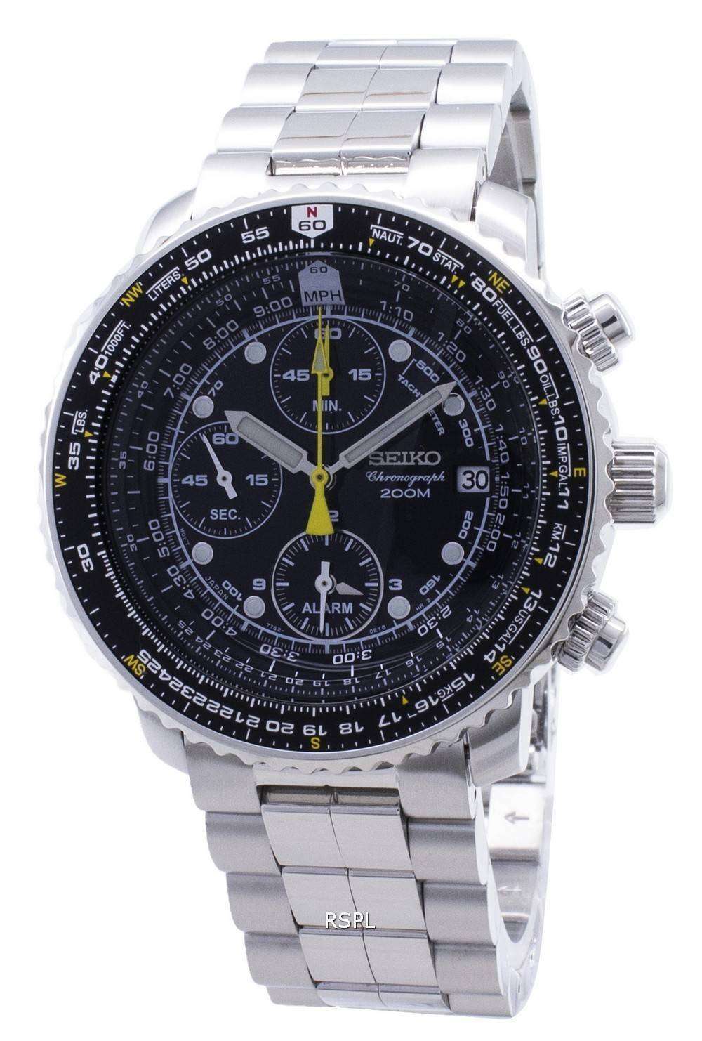 Seiko Alarm Chronograph Pilots Flightmaster SNA411P1 Watch - CityWatches.ie