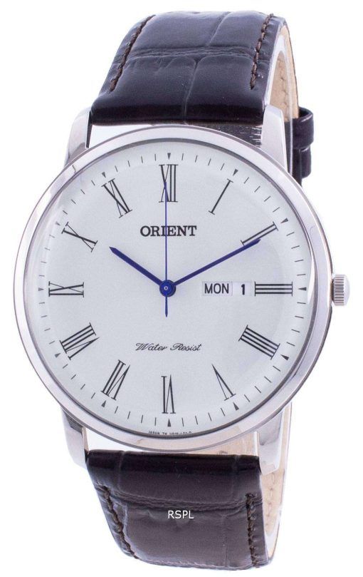 Orient White Dial Black Leather Quartz SUG1R009W6 Mens Watch