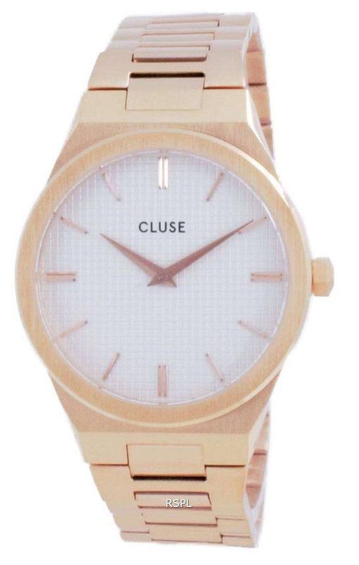 Cluse Vigoureux H-Link White Dial Rose Gold Tone Stainless Steel Quartz CW0101210001 Womens Watch