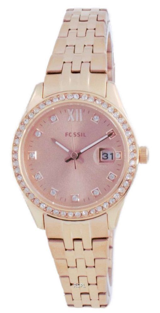 Fossil Scarlette Micro Diamond Accents Rose Gold Quartz ES5038 Womens Watch
