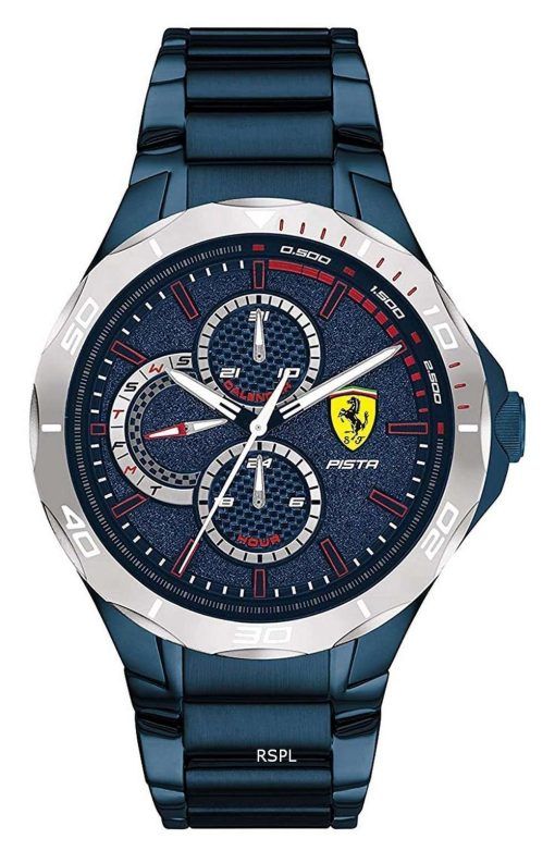 Ferrari Scuderia Pista Blue Dial Stainless Steel Quartz 0830759 Mens Watch