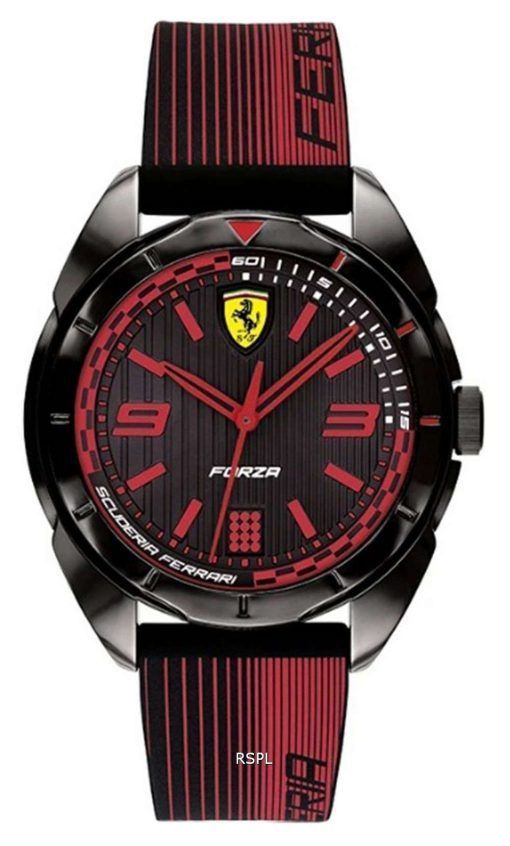 Ferrari Scuderia Forza Black Dial Silicon Band Quartz 0840034 Mens Watch