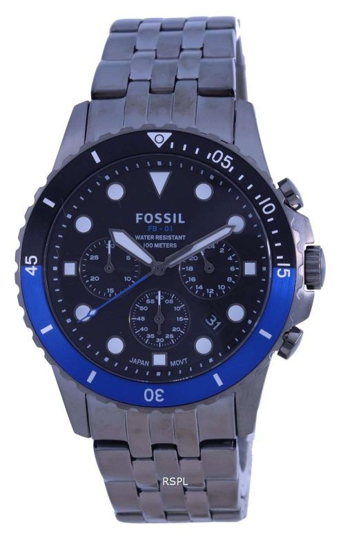 Fossil FB-01 Chronograph Smoke Stainless Steel Quartz FS5835 100M Mens Watch