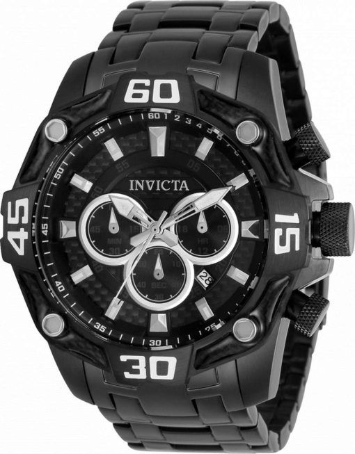 Invicta Pro Diver Chronograph Black Dial Stainless Steel Quartz 33852 100M Mens Watch