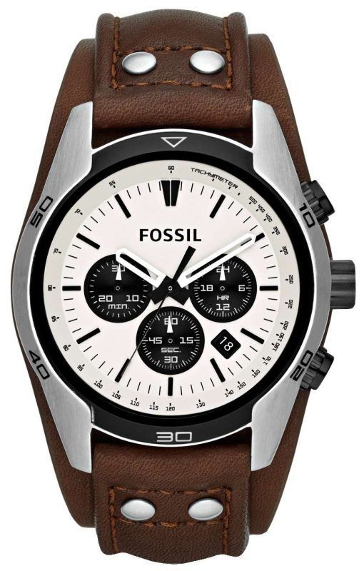 Fossil Coachman Chronograph White Dial Brown Leather CH2890 Mens Watch