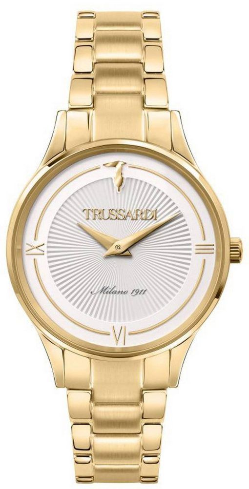 Trussardi Gold Edition White Dial Gold Tone Stainless Steel Quartz R2453149503 Mens Watch