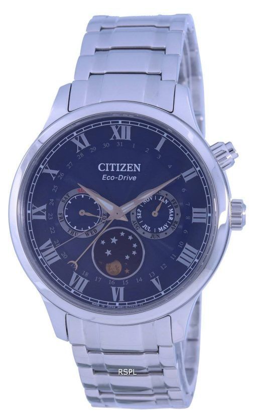 Citizen Moon Phase Blue Dial Stainless Steel Eco-Drive AP1050-81L Mens Watch