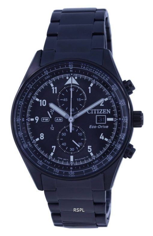 Citizen Chronograph Black Dial Stainless Steel Eco-Drive CA0775-87E 100M Mens Watch