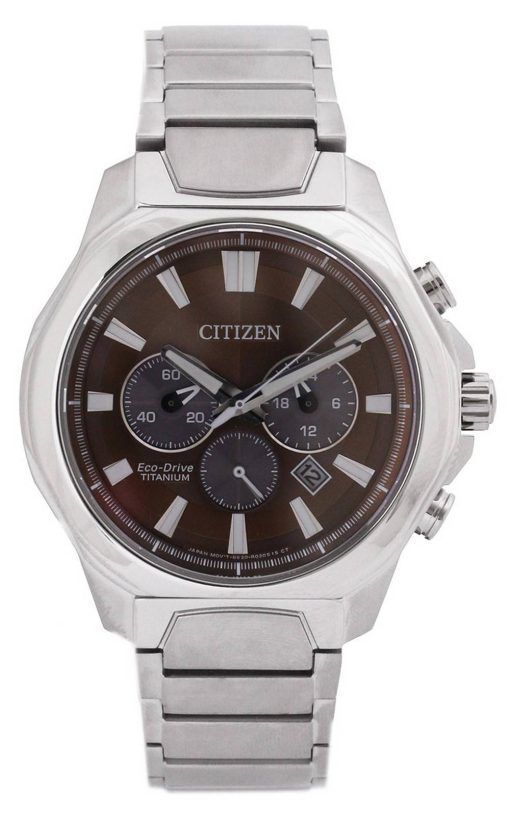 Citizen Chronograph Brown Dial Titanium Eco-Drive CA4320-51W 100M Mens Watch