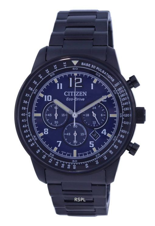 Citizen Chronograph Blue Dial Stainless Steel Eco-Drive CA4505-80M 100M Mens Watch