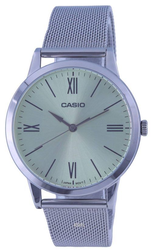Casio Analog Stainless Steel Mesh Silver Dial Quartz MTP-E600M-9B MTPE600M-9 Mens Watch