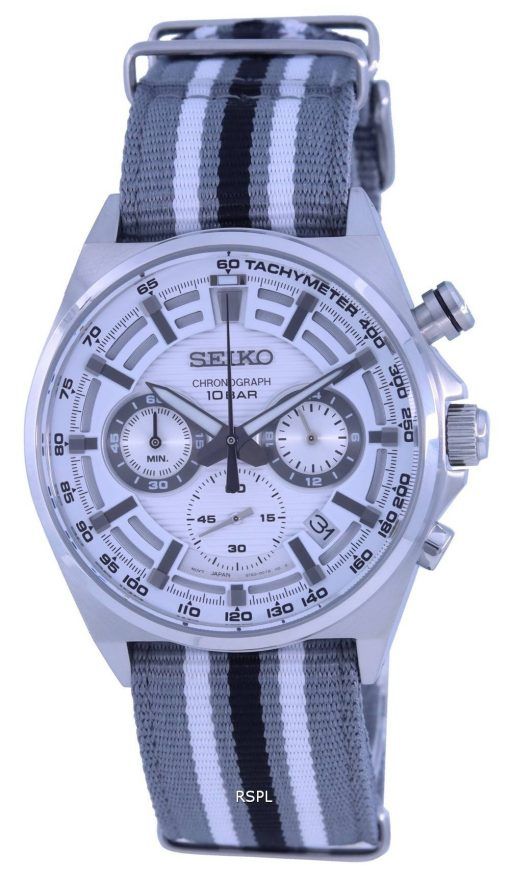 Seiko Neo Sports Chronograph White Dial Quartz SSB401 SSB401P1 SSB401 100M Mens Watch